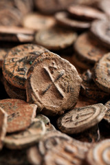 Ancient Byzantine copper coins with cross