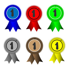 colorful medals on a white background