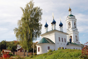 Fototapeta na wymiar View of Ples town, Russia. Saint Barbara church