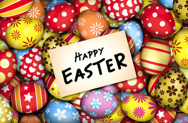 Easter eggs on wooden background