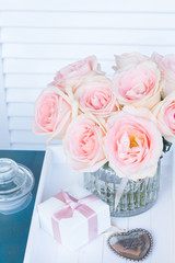 Heart with pink roses