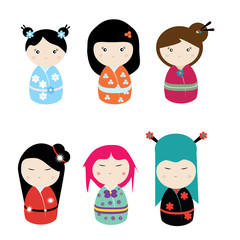 Kawaii kokeshi set 