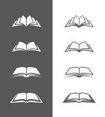 Black and white book icons set
