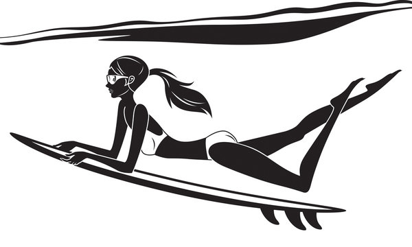Underwater surf girl - vector illustration