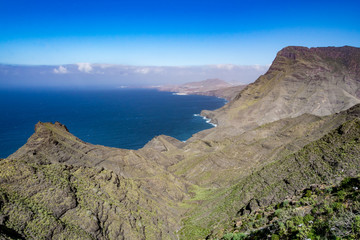 Beautiful panoramic view of Grand Canary (Gran Canaria) coastline landscape, Spain