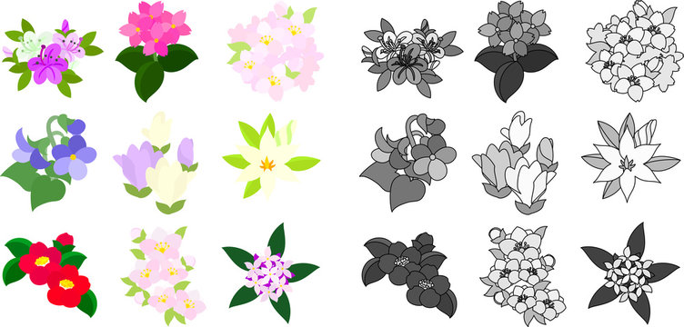 Cute icons of various flowers