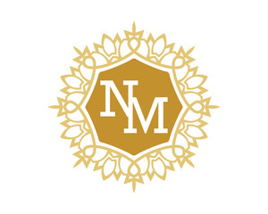 NM initial royal letter logo