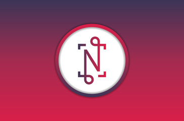 Abstract concept creative vector letter N. Colorful app logo icon element isolated on background. Art illustration creative template design for business software sign and social media lined symbol.