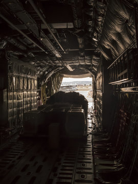 Inside the cargo plane