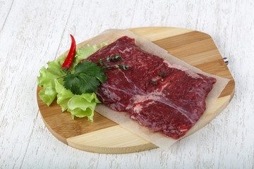 Raw machete steak