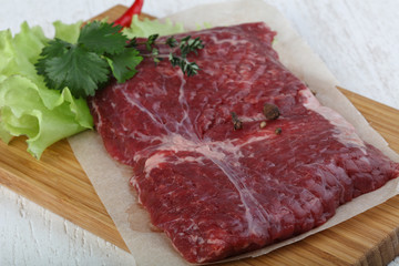 Raw machete steak