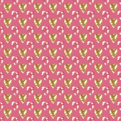 Retro seamless pattern with sparkle glitter hearts background