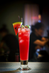 fresh watermelon juice and vodka cocktail drink