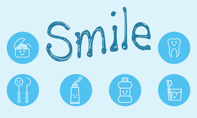 Dental smile icons. Vector illustration, easy editable.