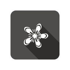 Spring flower icon. Anemone floral symbol. Round circle flat icon with long shadow. Vector