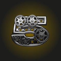 5 vector letter with gears