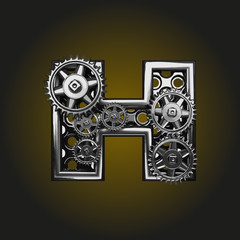 h vector letter with gears