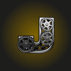 j vector letter with gears