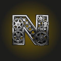 n vector letter with gears