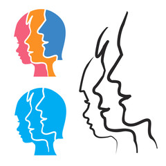 Parenting stylized head silhouettes.
Stylized silhouettes of child, mather and father. Vector available.

