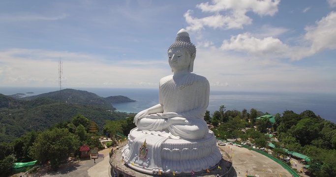 Aerial shot of big Buddha in Phuket, Thailand
