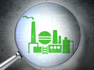Finance concept: Oil And Gas Indusry with optical glass on digital background