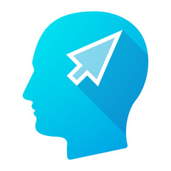 Male head icon with a cursor