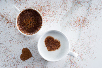 hot drink with heart shape cocoa