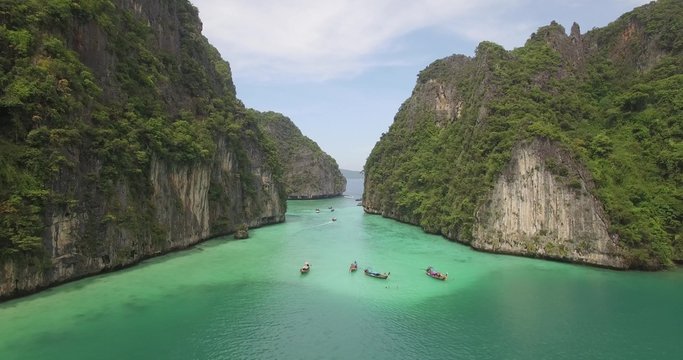 Stunning aerial shot of Phi Phi islands in Thailand
