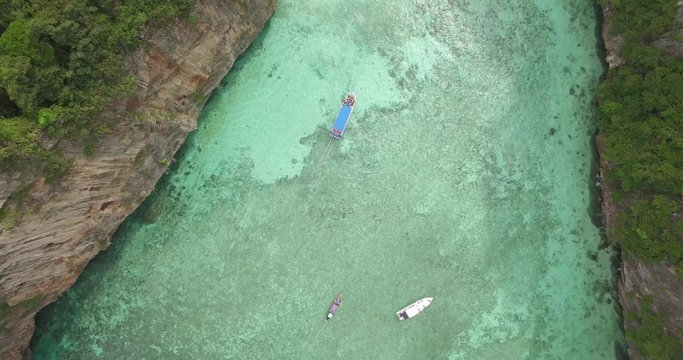 Stunning aerial shot of Phi Phi islands in Thailand
