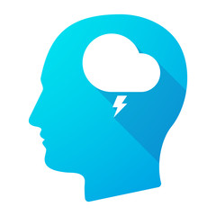 Male head icon with a stormy cloud