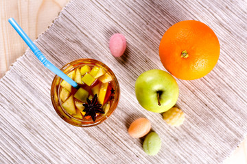 Grog with lime, lemon and apple