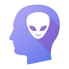 Male head icon with an alien face