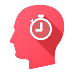 Male head icon with a timer