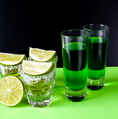 glasses of tequila at the bar