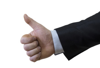 Man's hand on a white background
