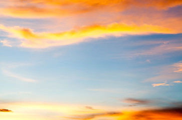 colorful dramatic sky with cloud at sunset