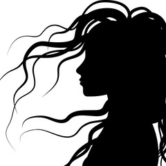 silhouette profile of hair, vector