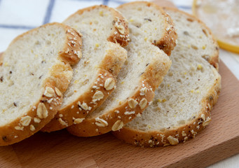 Whole wheat bread cut on slices