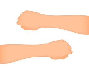 Mans hand right and left