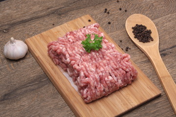 Raw minced meat with pepper, garlic