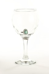 Glass with engagement ring