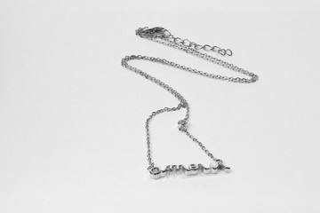 Silver necklace isolated on the white background