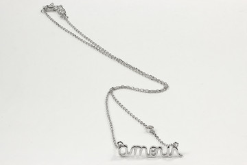 Silver necklace isolated on the white background