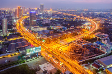 Fototapeta premium Bangkok Expressway and Highway top view.