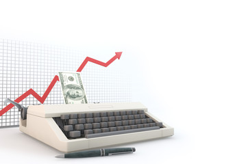 3d money printer with up chart corner frame