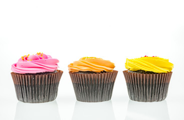 Chocolate Cupcakes on white background