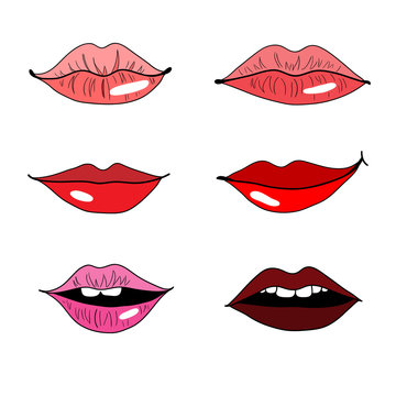 Set of lips on white background
