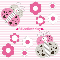 card with butterflies and flowers Valentine's day vector
