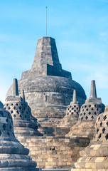 Heritage Buddist temple Borobudur complex in Yogjakarta in Java,
